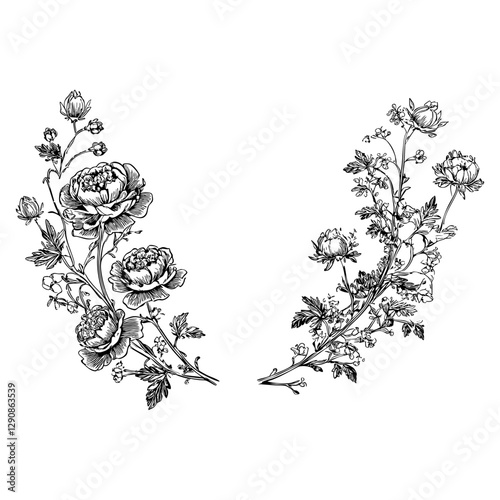 Floral elegant oval frame crest wreath wedding monogram 