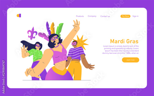 Mardi Gras. Flat Vector Illustration