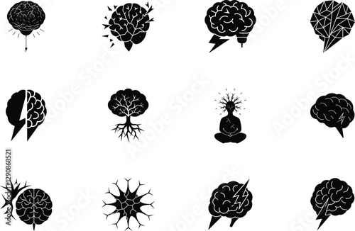 Brainpower Icons Mind, Ideas, Creativity, Intelligence, and Growth