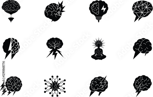 Brainpower Icons Ideas, Innovation, Intelligence, and Mindfulness