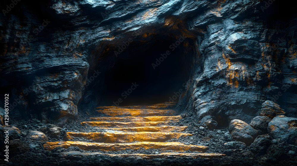 Naklejka premium a cave with a light coming from the entrance