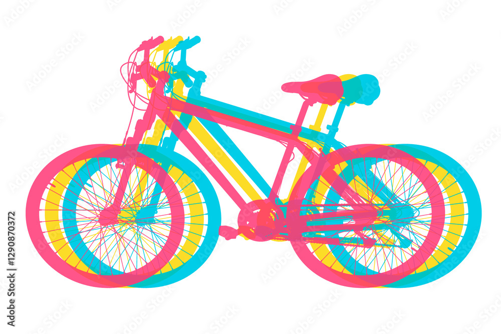 Fototapeta premium Yellow bicycle, side view. Black leather saddle and handles. Png clipart isolated on transparent background