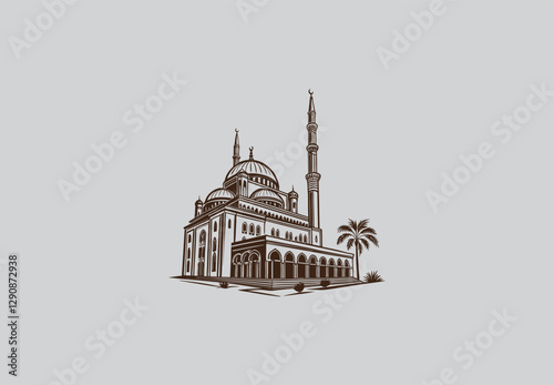 Minimalist Mosque Vector | High-Quality Design
