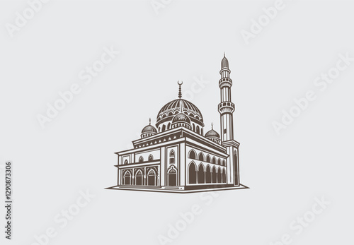 Minimalist Mosque Vector | High-Quality Design
