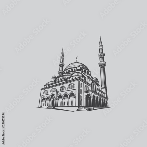Minimalist Mosque Vector | High-Quality Design
