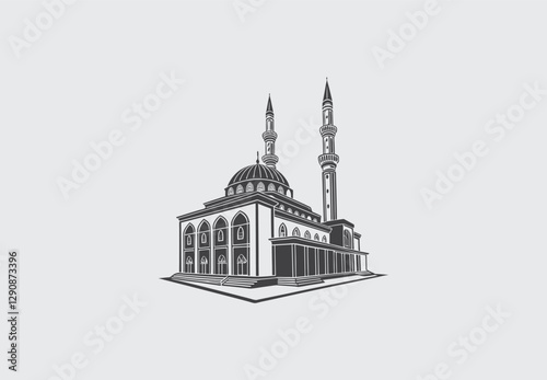 Minimalist Mosque Vector | High-Quality Design
