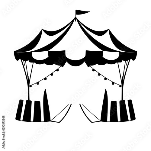 Retrograde Classic Theatrical circus tent
Black and white: Silhouettes of a fair.