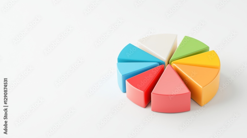 Obraz premium Colorful pie chart segments on a white background.