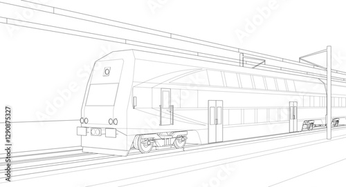 suburban electric train sketch 3d