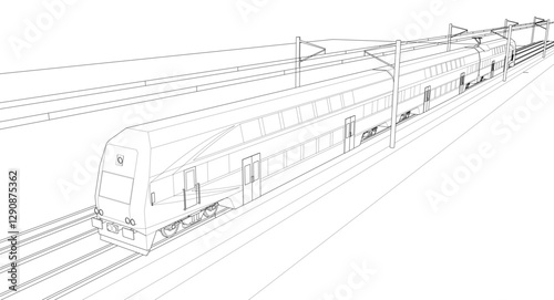 suburban electric train sketch 3d