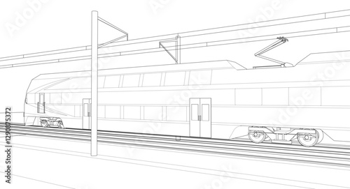 suburban electric train sketch 3d