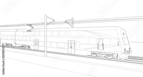 suburban electric train sketch 3d