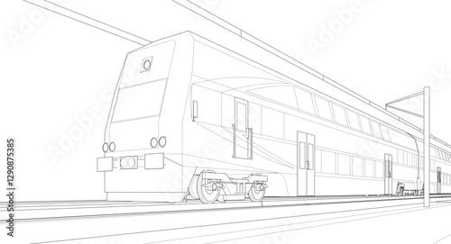 suburban electric train sketch 3d