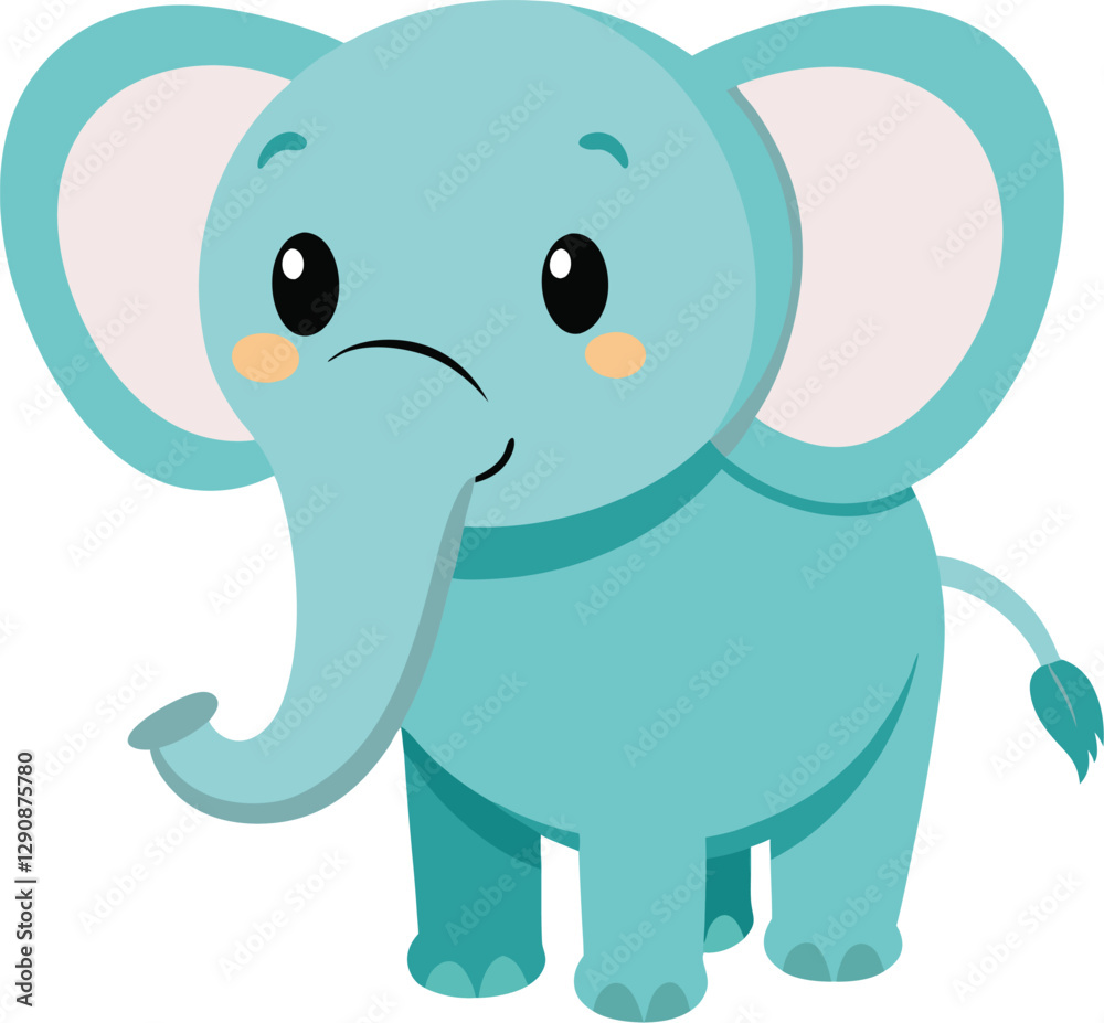 Fototapeta premium Cute funny cartoon elephant vector illustration animal artwork drawing