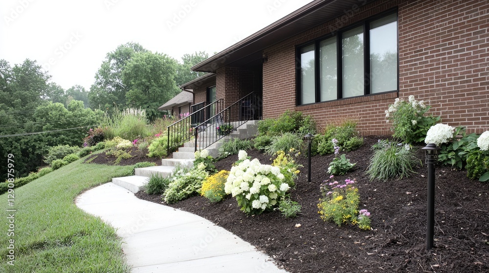 Naklejka premium Suburban Home Exterior Landscaping