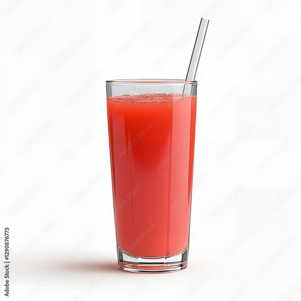 Refreshing Red Juice in Tall Glass with Straw Perfect for Summer Drinks Refreshing Red Juice in Tall Glass with Straw Perfect for Summer Drinks