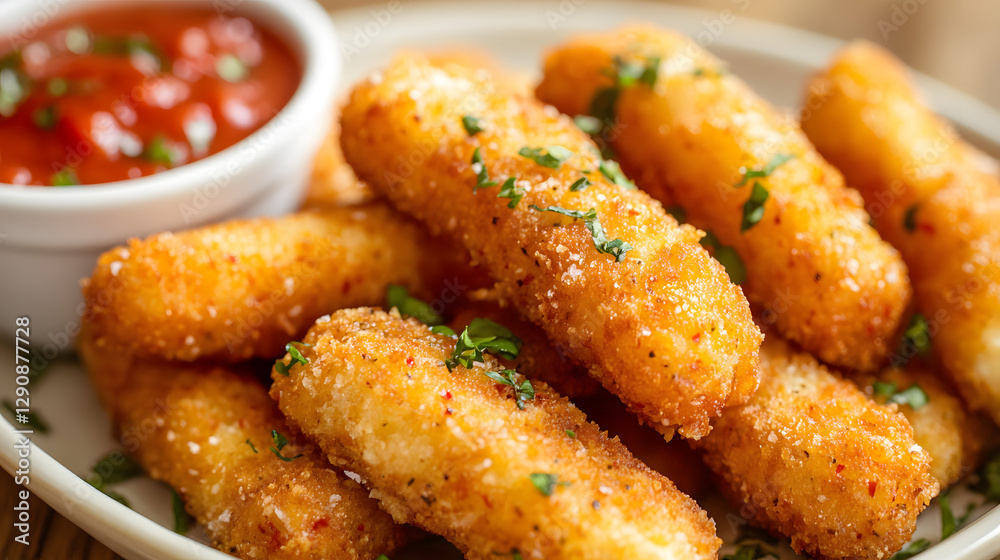 Crispy mozzarella sticks served with a fiery chili sauce that adds an extra burst of heat and flavor to each bite.Crispy mozzarella sticks served with a fiery chili sauce that adds an extra burst of h Crispy mozzarella sticks served with a fiery chili sauce that adds an extra burst of heat and flavor to each bite.Crispy mozzarella sticks served with a fiery chili sauce that adds an extra burst of h