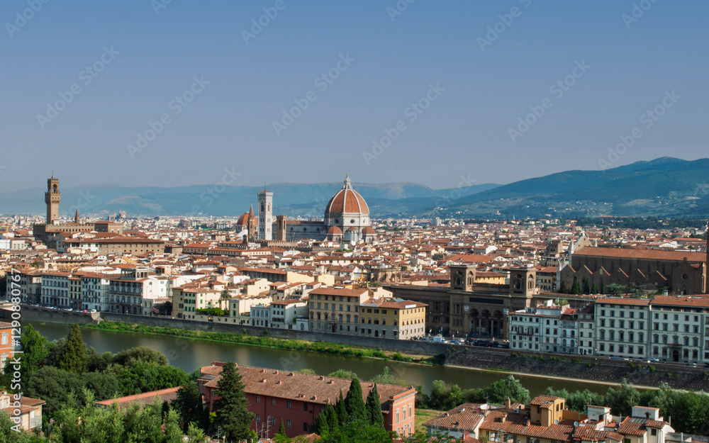 background with the beautiful Florence and the dome of the cattedrale santa maria del fiore