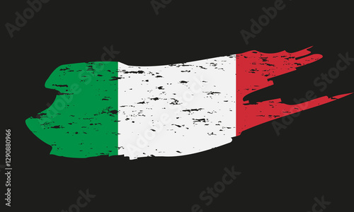 Flag of Italy, paint brush texture with grunge effect, italian flag. Vector illustration, EPS 10