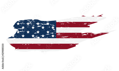 Flag of USA, paint brush texture with grunge effect, american flag. Vector illustration, EPS 10