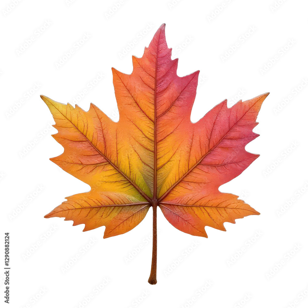 Fototapeta premium Orange, Red, and Yellow Maple Leaf with Transparent Background