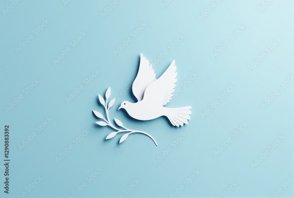 Obraz premium Paper Dove and Olive Branch