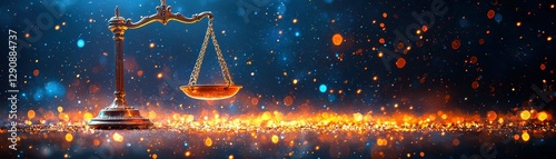 Scales of Justice Golden Symbol Weighing Decisions Legal Judgement Abstract Glittering Backdrop