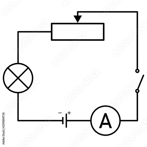 Foto Schematic connection of a rheostat in an electrical circuit