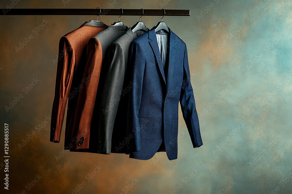 Obraz premium Three Exquisite Suits on Hangers