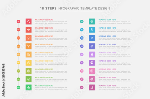 Modern Business Infographic Design Template with 18 Options