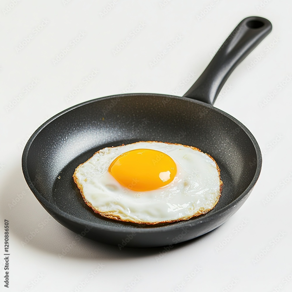 Whole Fried Egg in a Pan on a White Background. Soft Lighting, Macro Photography, Still Life, Product Photo. High Resolution, High Detail, Sharp Focus, Stock Photo, Professional Photo, Whole Fried Egg in a Pan on a White Background. Soft Lighting, Macro Photography, Still Life, Product Photo. High Resolution, High Detail, Sharp Focus, Stock Photo, Professional Photo,