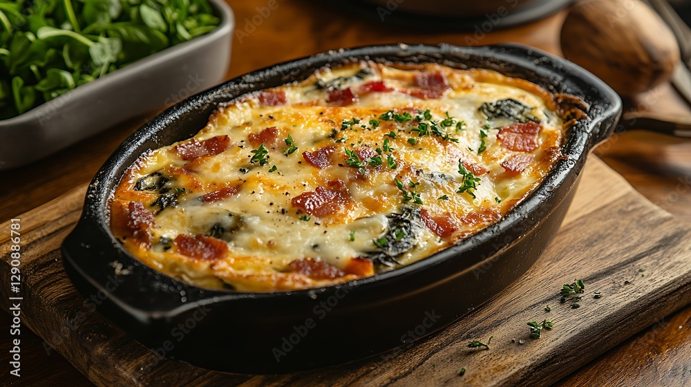 Dish of Savory Quiche with Spinach, Cheese, and Bacon – Delicious and Hearty Comfort Food Dish of Savory Quiche with Spinach, Cheese, and Bacon – Delicious and Hearty Comfort Food