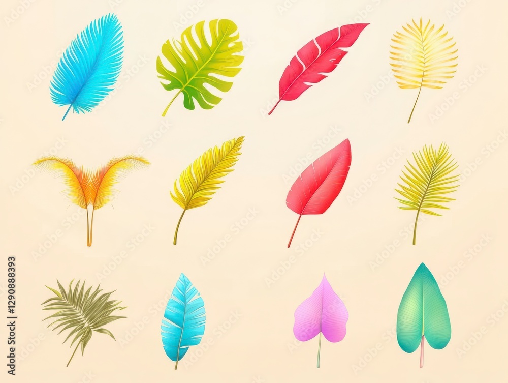 Fototapeta premium Colorful Tropical Leaves Collection for Elegant Background Design