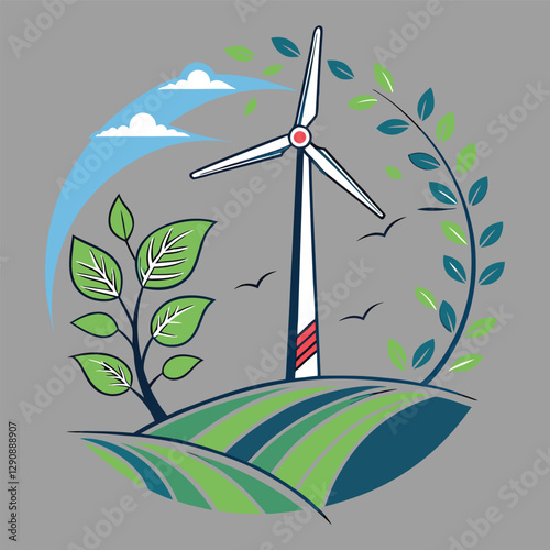 wind turbine and green grass