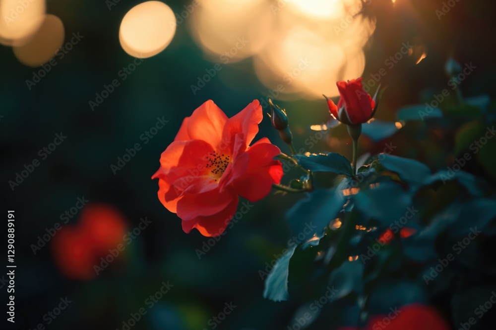 Obraz premium A detailed shot of a bloom with the warm sun shining behind it, suitable for use in nature-inspired designs or illustrations