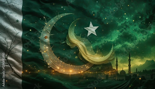 pakistan day celeration with fighter jets forming pakistan flag