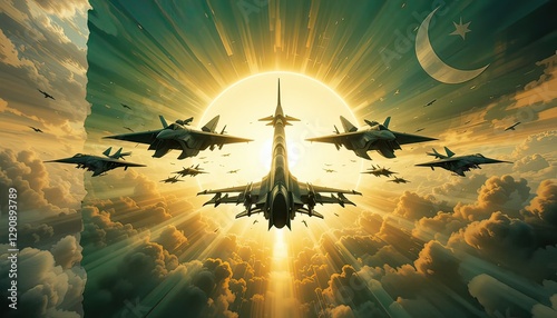 pakistan day celeration with fighter jets forming pakistan flag