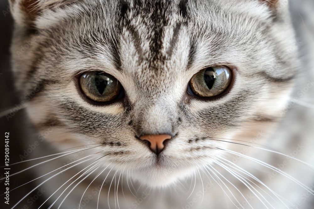 A close-up view of a curious cat gazing directly into the lens
