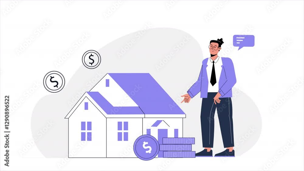Flat vector scene animation showcasing the process of investing money, with characters analyzing market trends, managing portfolios, and seeking advice from financial consultants. Flat vector scene animation showcasing the process of investing money, with characters analyzing market trends, managing portfolios, and seeking advice from financial consultants.