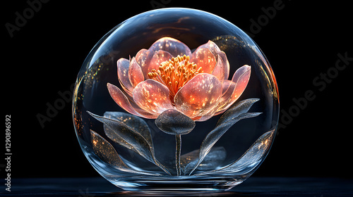 a glass vase with a flower inside