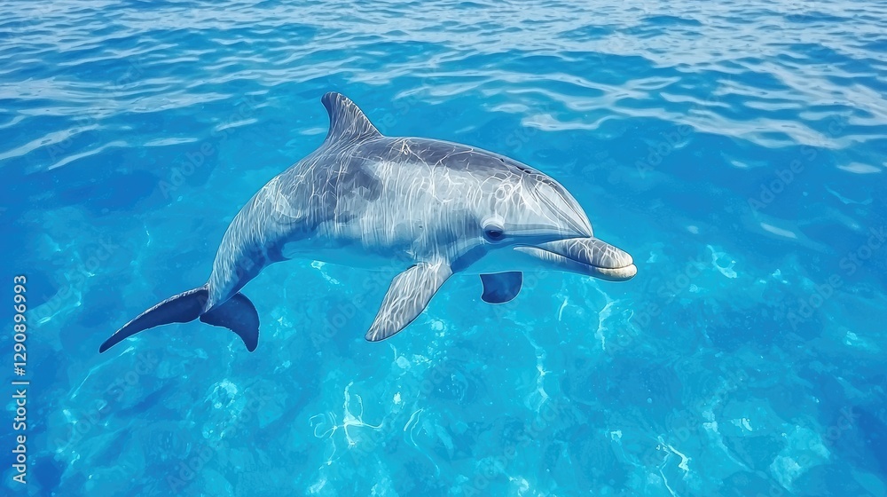 Fototapeta premium Dolphin swimming in turquoise water