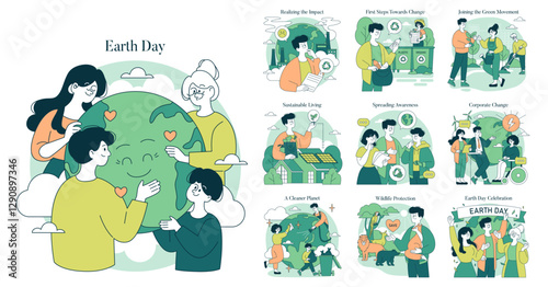 Earth Day. Flat Vector Illustration