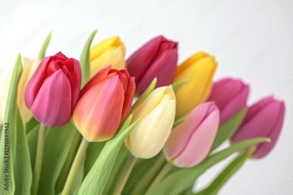 A beautiful arrangement of colorful tulips in a vase, perfect for decoration or gift A beautiful arrangement of colorful tulips in a vase, perfect for decoration or gift