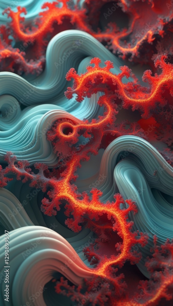 Obraz premium Surreal Flowing Metallic Waves with Organic Structures