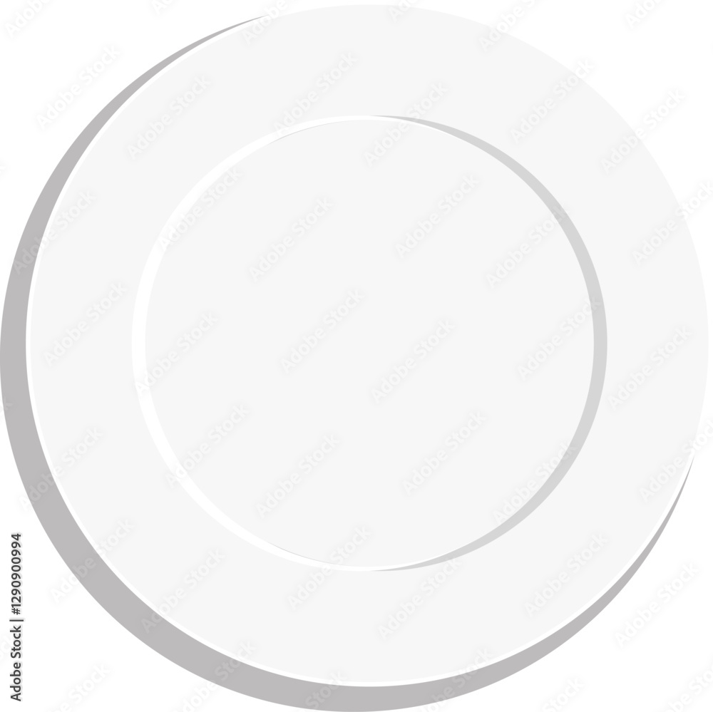 Simple White Plate Vector Illustration in Detailed Artistic Style Simple White Plate Vector Illustration in Detailed Artistic Style