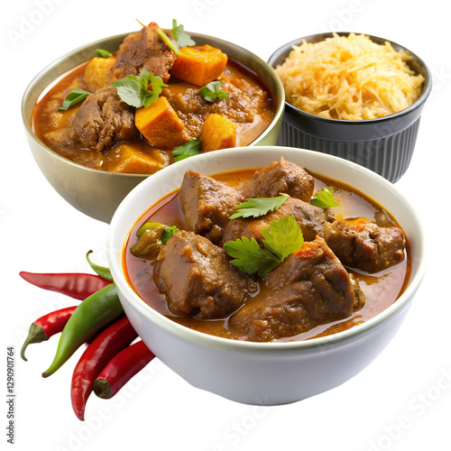 Delicious Indian Curry Recipe: Lamb, Rice & Spices isolated on transparent background