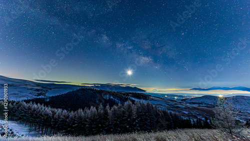 冬の霧ヶ峰　天の川と月　八ヶ岳　霧氷　絶景