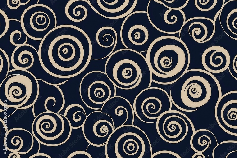 Seamless Abstract Swirl Pattern in Navy and Beige Seamless Abstract Swirl Pattern in Navy and Beige