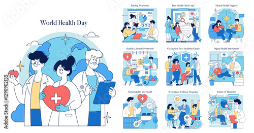 World Health Day. Flat Vector Illustration