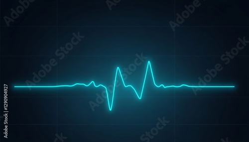 Glowing Light Blue Heart Monitor Trace with Flatline on a Grid, Medical Concept, Vector Illustration